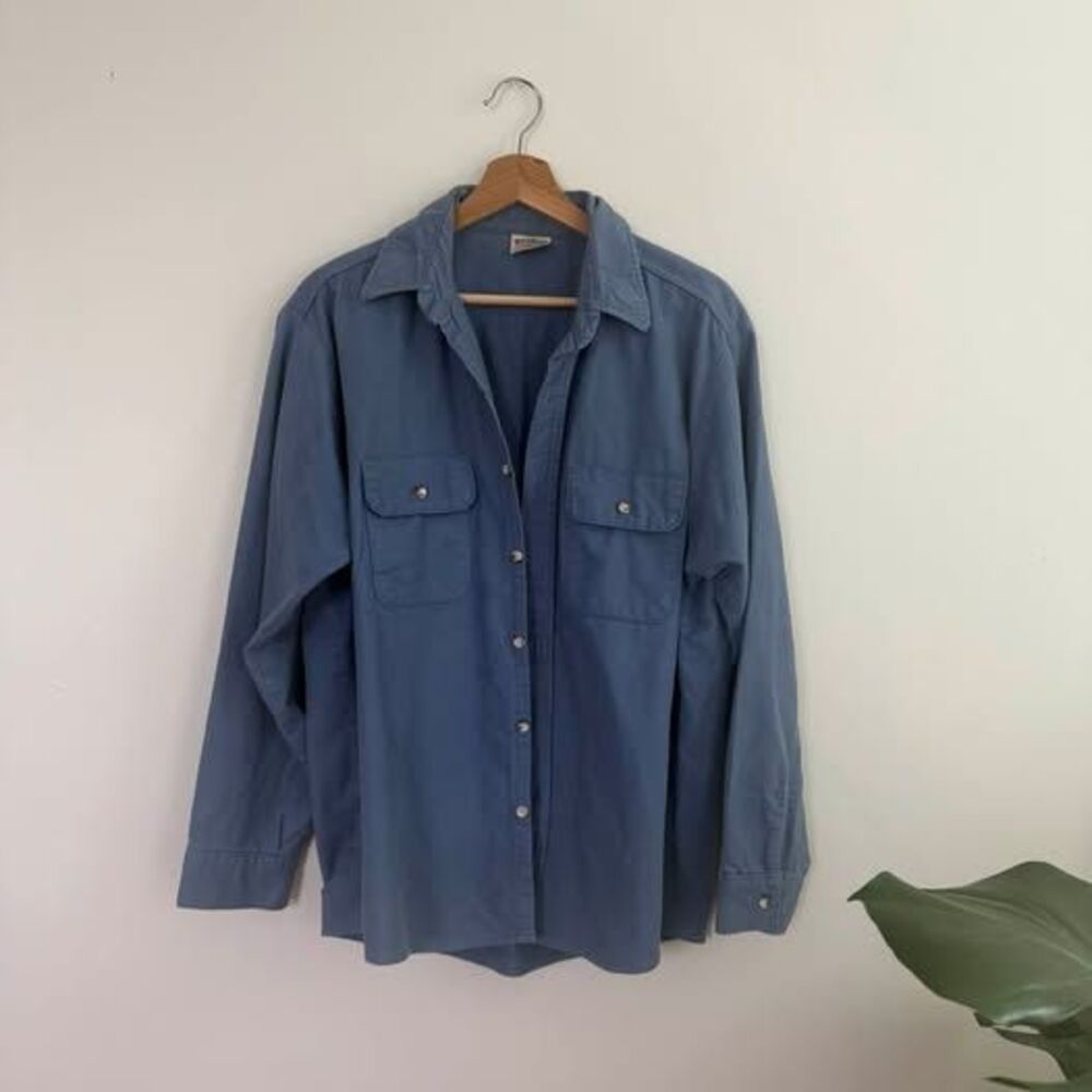 Vintage Five Brother Blue Long Sleeve Work Shirt - Large